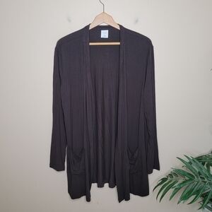 Cielo | Dark Brown Long Open Front Cardigan